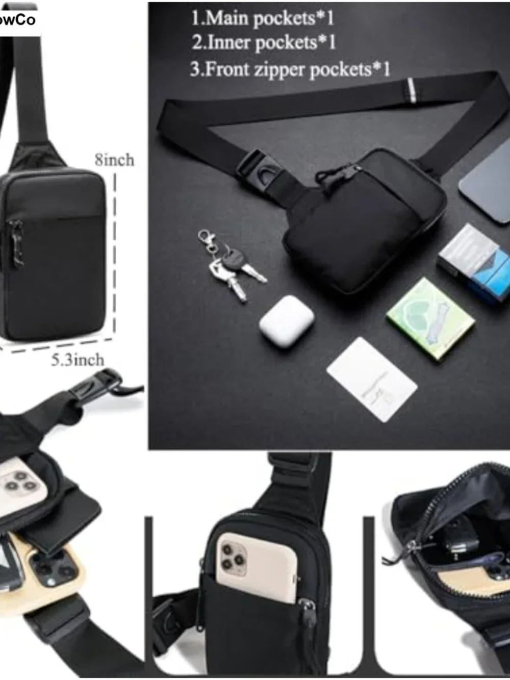 Mini Sling Bag for Men Crossbody Small Chest Bag Casual Trendy Waterproof
